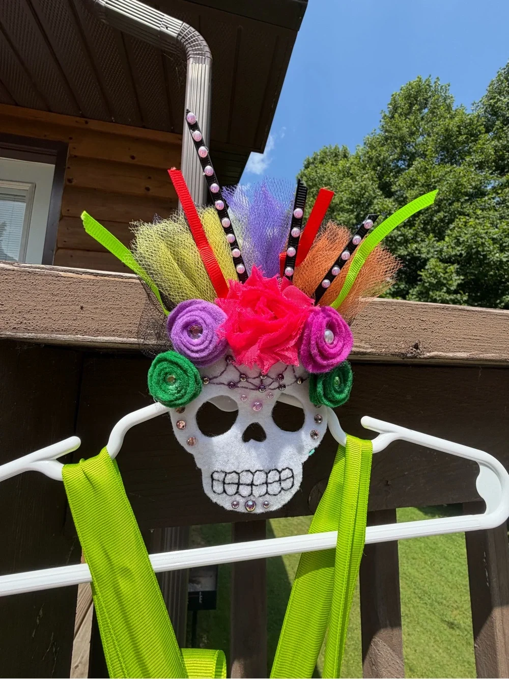Kids Sugar Skull Rainbow Tutu Costume - Black Bodice
